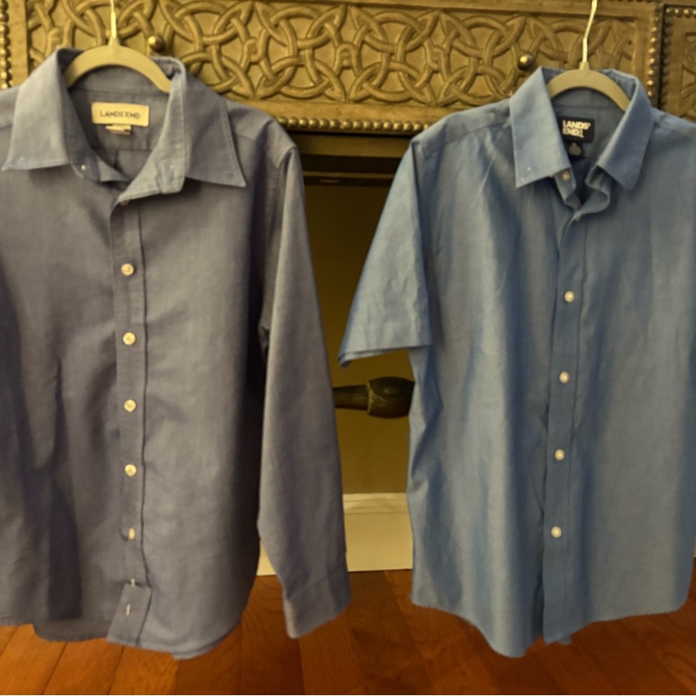 Lands' End Kids' Blue Button Down Shirt Set